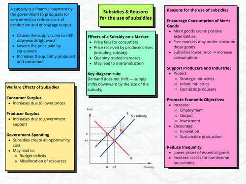 IBDP Economics - Subsidies & Reasons for the use of subsidies Poster ...