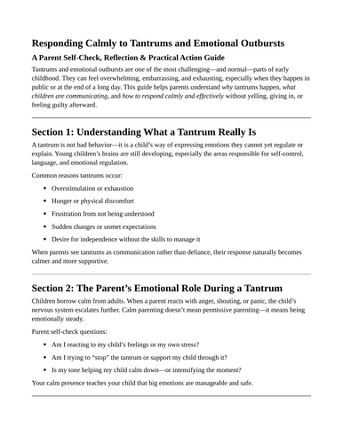 Responding Calmly to Tantrums and Emotional Outbursts | Teaching Resources