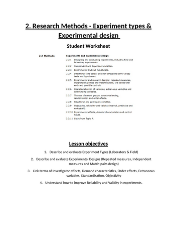 2. Research Methods - Experiment types & Experimental design