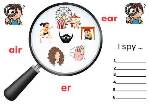 I Spy Phase 3 Digraphs – ER, AIR & EAR Words + Say and Write | Teaching ...