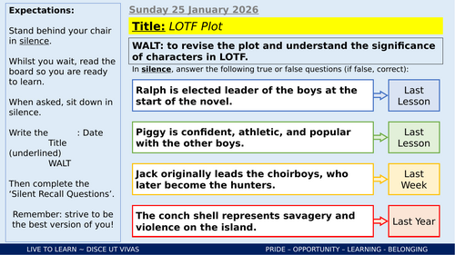 LOTF Plot, Character, Themes and Symbols Revision | Teaching Resources