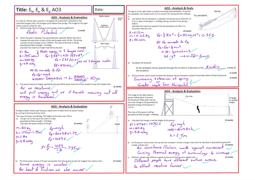 GCSE AQA Physics Topic 1 Energy; Full Scheme of Work | Teaching Resources