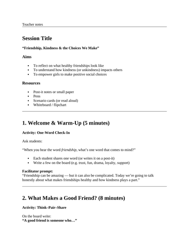 Friendships & Teamwork: Small Group Discussion Resources (Girls & Boys ...