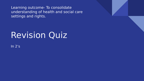 Health and Social Care Topic 1 Revision | Teaching Resources
