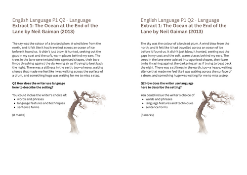 GCSE English Language P1 Q2 - 4 practice questions | Teaching Resources