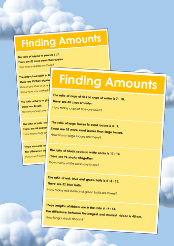 Ratio of amounts - SATS style questions