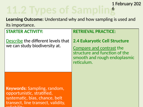 OCR Biology A- 11.2 Types of Sampling