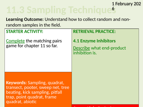 OCR Biology A- 11.3 Sampling Techniques
