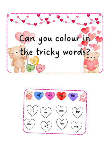 Valentine's Day - Colour tricky words