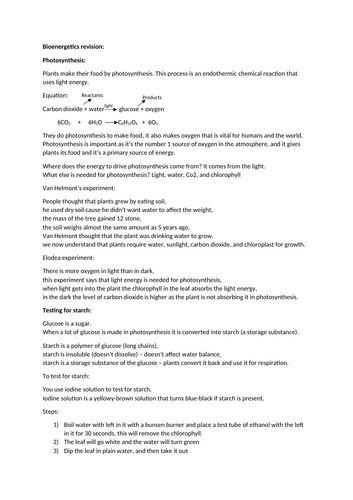 AQA Combined GCSE biology paper 1 notes (units 1-4) | Teaching Resources