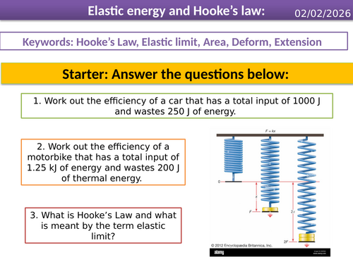 Elastic energy and Hooke's Law