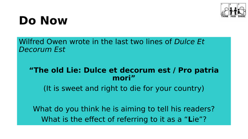 Dulce et Decorum Est Analysis Lessons 1 & 2 | Teaching Resources