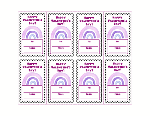 Printable Valentine's Day Cards - Rainbow themed