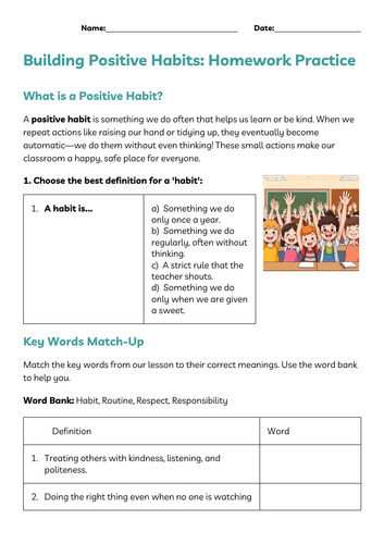 FREE Worksheet- Building Positive, Healthy Habits - SEMH - SEN- SEND ...