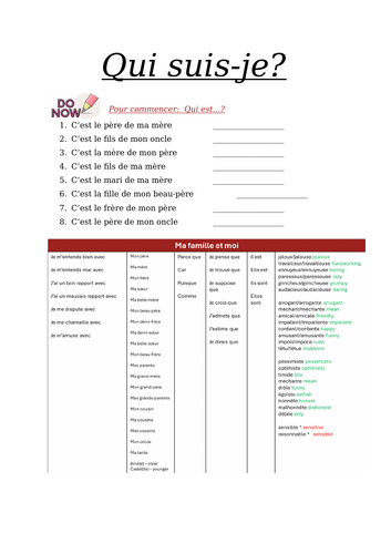 iGCSE French - Module 1: Qui suis-je? | Teaching Resources