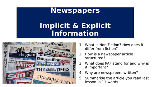 Newspapers - Implicit & Explicit Information