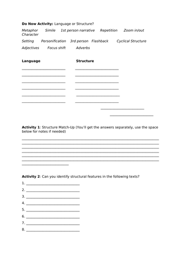 AQA GCSE English Language Paper 1 Question 3 | Teaching Resources
