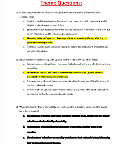 Hamlet: 45 Knowledge Retrieval Quizzes | GCSE AQA English Literature ...