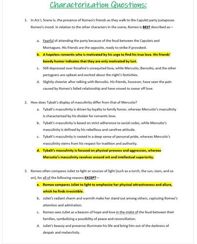 Romeo and Juliet: 40 Knowledge Retrieval Quizzes | GCSE AQA English ...