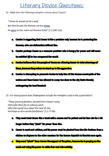 Julius Caesar: 40 Knowledge Retrieval Quizzes | GCSE AQA English ...