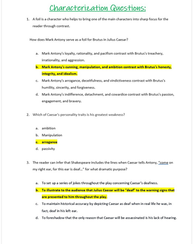 Julius Caesar: 40 Knowledge Retrieval Quizzes | GCSE AQA English ...