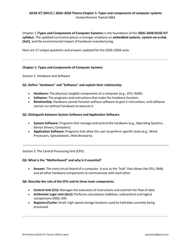 IGCSE ICT: Chapter 1 Types and components of computer systems (Topical ...