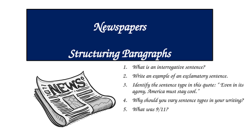Newspapers - Structuring Paragraphs