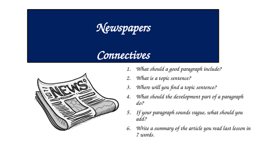 Newspapers - Connectives