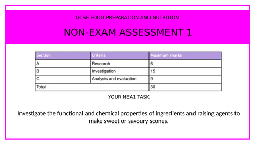 AQA GCSE Food and Nutrition - NEA1 | Teaching Resources