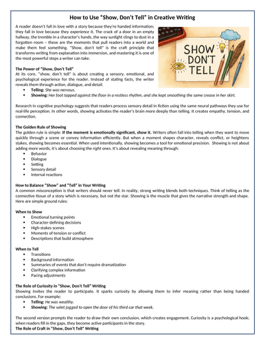How to Use “Show, Don’t Tell” in Creative Writing | Reading ...