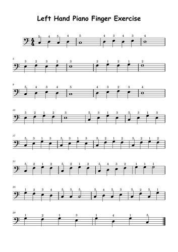 Piano/Keyboard: 5 Note Warm-Up Exercise for both Right and Left Hand ...