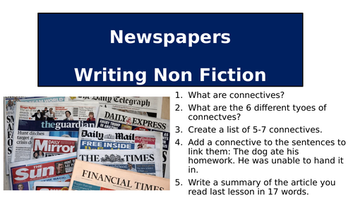 Newspapers - Writing Non Fiction (Creative Writing)