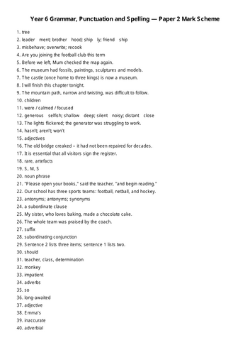 Year 6 SATs style Grammar, punctuation and spelling tests | Teaching ...