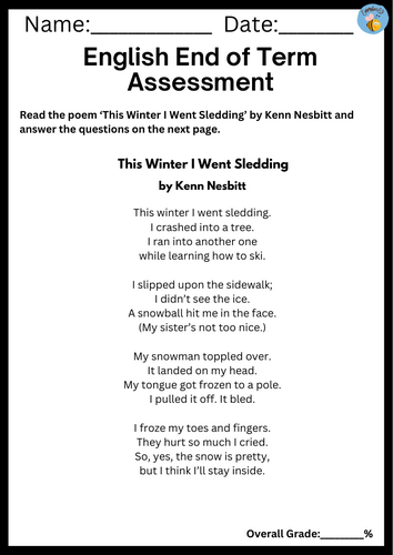 5th Class English End of Term Assessment – Ready to Print PDF ...