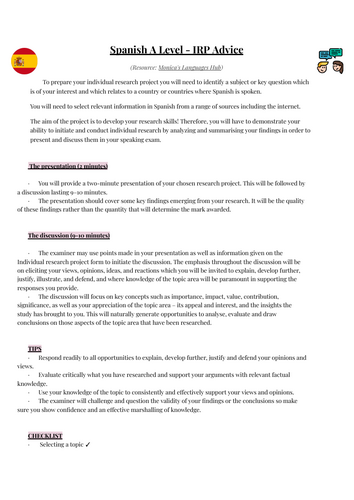 Spanish A Level - IRP Advice