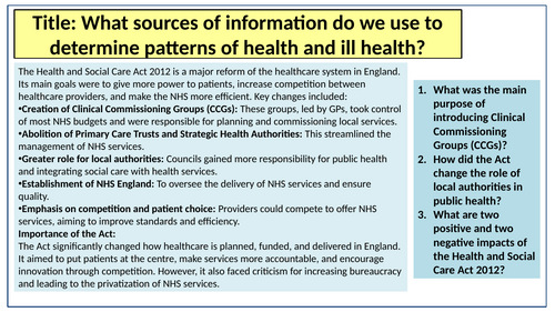 AAQ Level 3 BTEC Health and Social Care Unit 5 | Teaching Resources