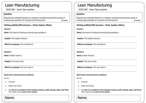 Production Systems and Lean Manufacturing for GCSE Design and ...
