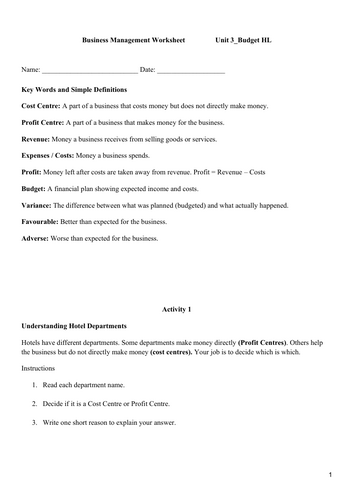 Unit 3_Budgeting and Variance Analysis Worksheet – IB Business ...