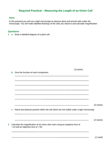 AQA GCSE Biology - B1 - Microscopy RP