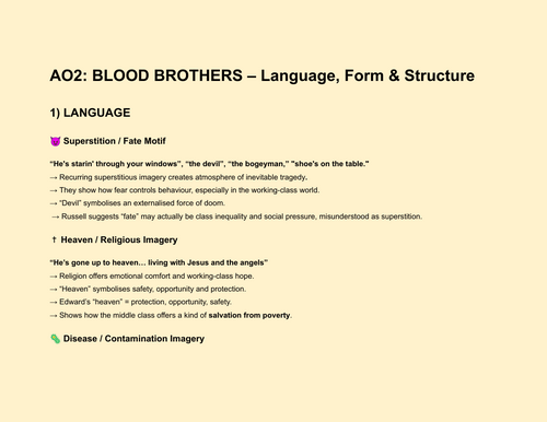 Blood Brothers Grade 9 Pack: Quotes / AO2/ Context / Character Sheets ...