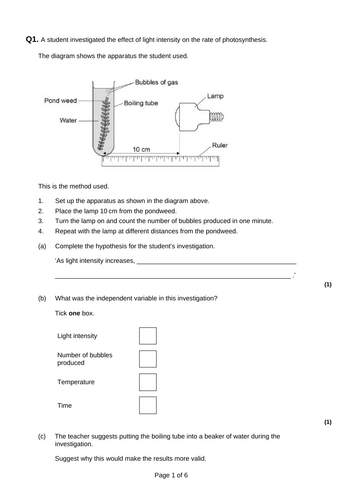 GCSE AQA Science B8 Photosynthesis Powerpoints, exam questions and ...