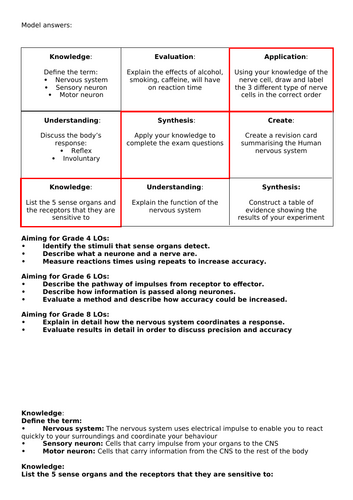 GCSE AQA Science B10 The nervous system Combined and triple powerpoints ...