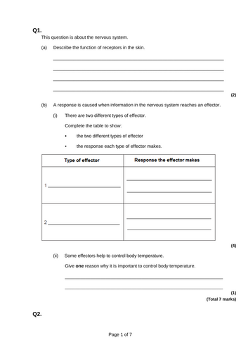 GCSE AQA Science B10 The nervous system Combined and triple powerpoints ...