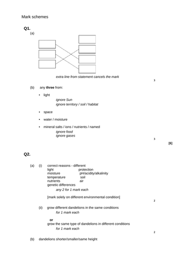 GCSE AQA B15 Adaptation and interdependence ppts, exam questions and ...