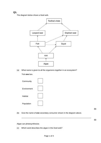 GCSE AQA B15 Adaptation and interdependence ppts, exam questions and ...