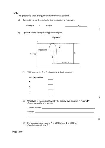 GCSE AQA C7 Energy changes Powerpoints, exam questions and activities ...