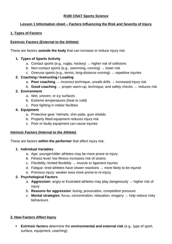 R180 CNAT Lesson 1 resources on injuries | Teaching Resources