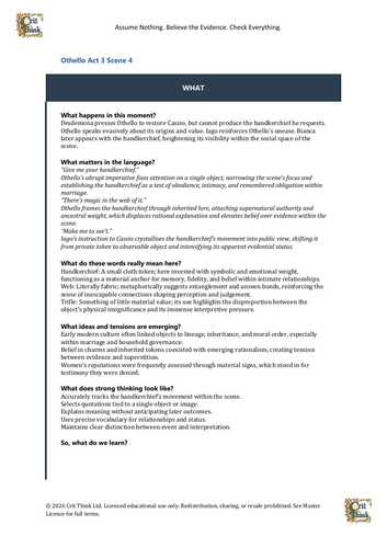 Othello Act 3 Scene 4 – Crit Think Teacher Resource (GCSE) | Teaching ...
