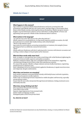 Othello Act 4 Scene 1 – Crit Think Teacher Resource (GCSE) | Teaching ...