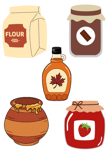Pancake toppings and ingredients cut outs